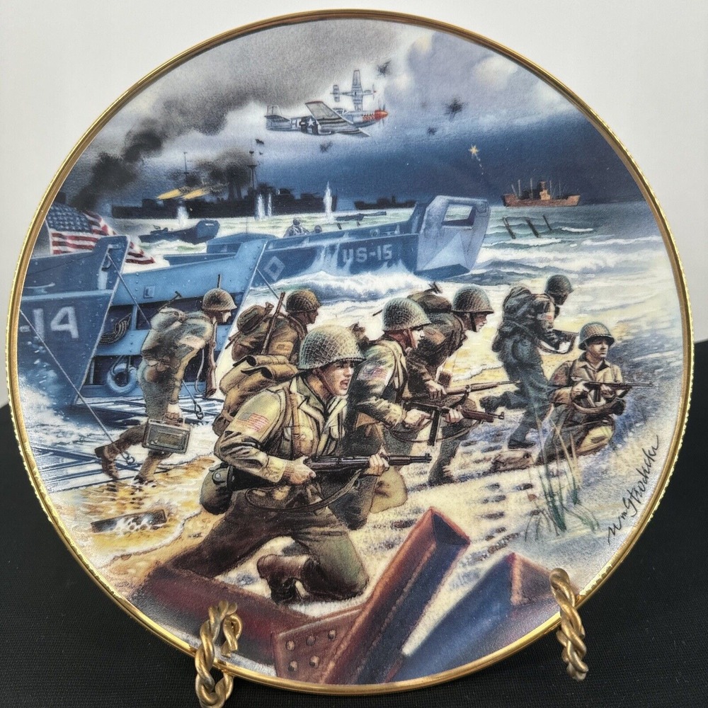 Plate Storming the Beaches of Normandy Franklin Mint Limited Edition #F3926 WWII